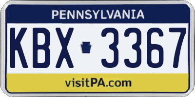 PA license plate KBX3367