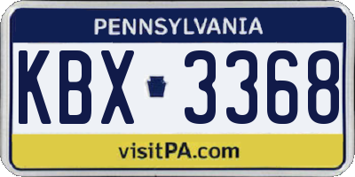 PA license plate KBX3368