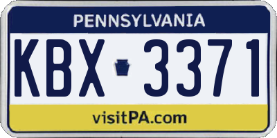 PA license plate KBX3371