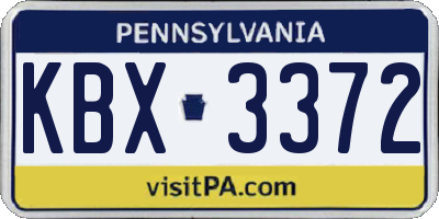 PA license plate KBX3372