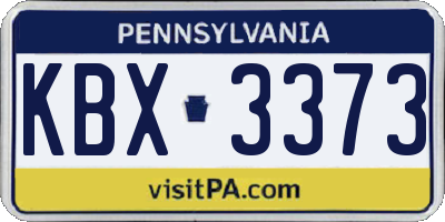PA license plate KBX3373