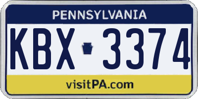 PA license plate KBX3374