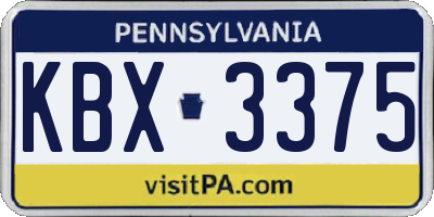 PA license plate KBX3375