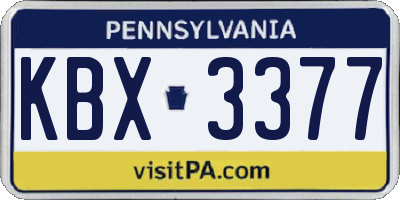 PA license plate KBX3377