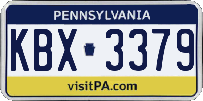 PA license plate KBX3379