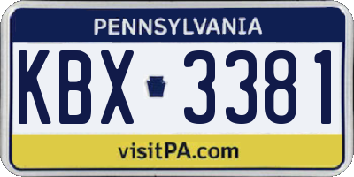 PA license plate KBX3381