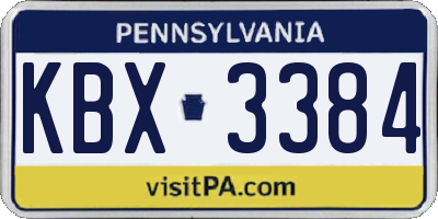 PA license plate KBX3384