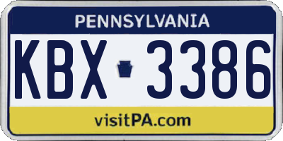 PA license plate KBX3386