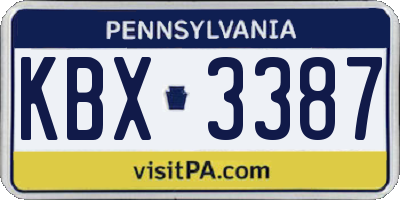 PA license plate KBX3387