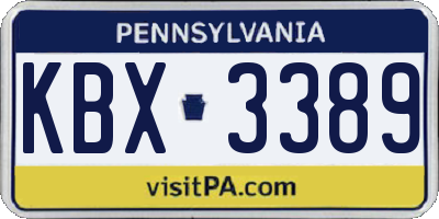 PA license plate KBX3389