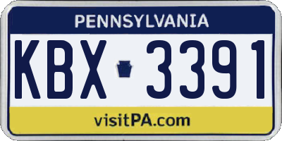 PA license plate KBX3391
