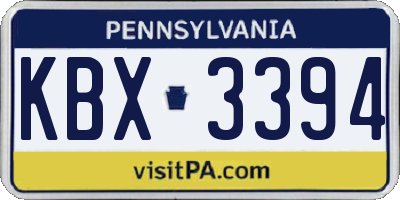 PA license plate KBX3394