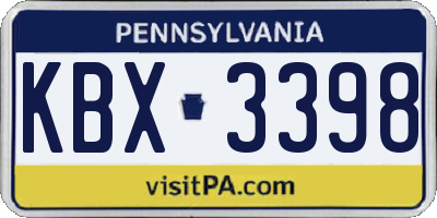 PA license plate KBX3398
