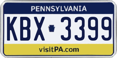 PA license plate KBX3399