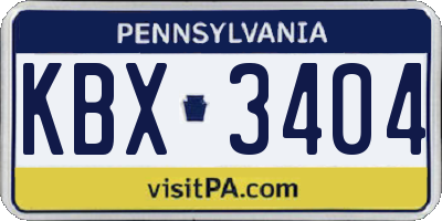 PA license plate KBX3404
