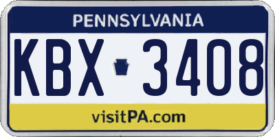 PA license plate KBX3408
