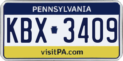 PA license plate KBX3409