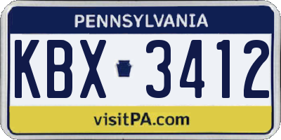 PA license plate KBX3412