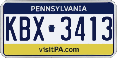 PA license plate KBX3413