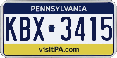 PA license plate KBX3415