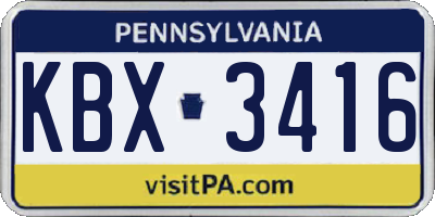 PA license plate KBX3416