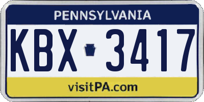 PA license plate KBX3417