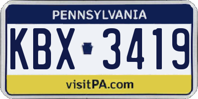 PA license plate KBX3419
