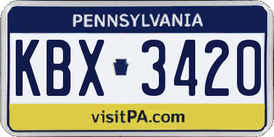 PA license plate KBX3420