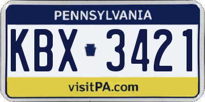 PA license plate KBX3421