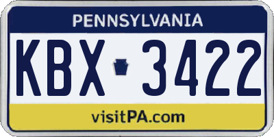 PA license plate KBX3422