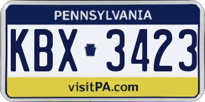 PA license plate KBX3423