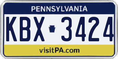 PA license plate KBX3424