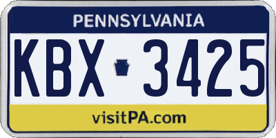 PA license plate KBX3425