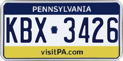 PA license plate KBX3426