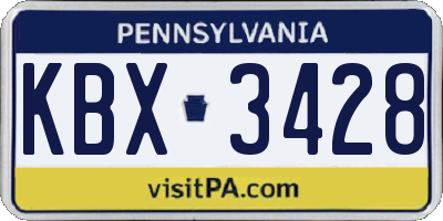 PA license plate KBX3428