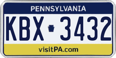 PA license plate KBX3432
