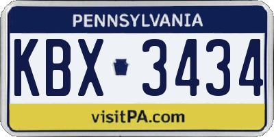 PA license plate KBX3434