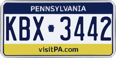 PA license plate KBX3442