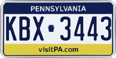 PA license plate KBX3443