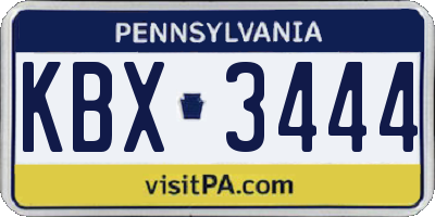 PA license plate KBX3444