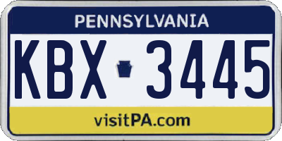 PA license plate KBX3445
