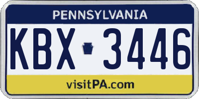 PA license plate KBX3446