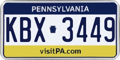 PA license plate KBX3449
