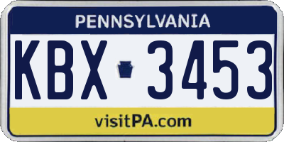 PA license plate KBX3453