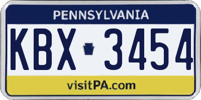 PA license plate KBX3454