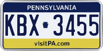 PA license plate KBX3455