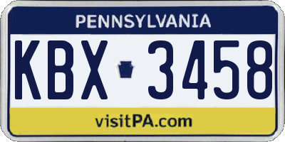PA license plate KBX3458