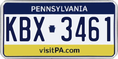 PA license plate KBX3461