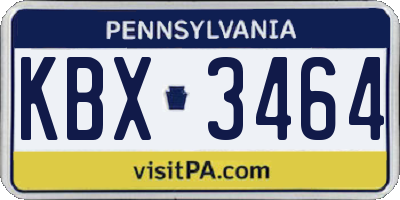 PA license plate KBX3464