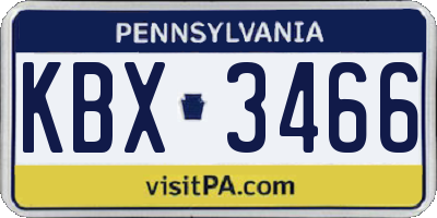 PA license plate KBX3466